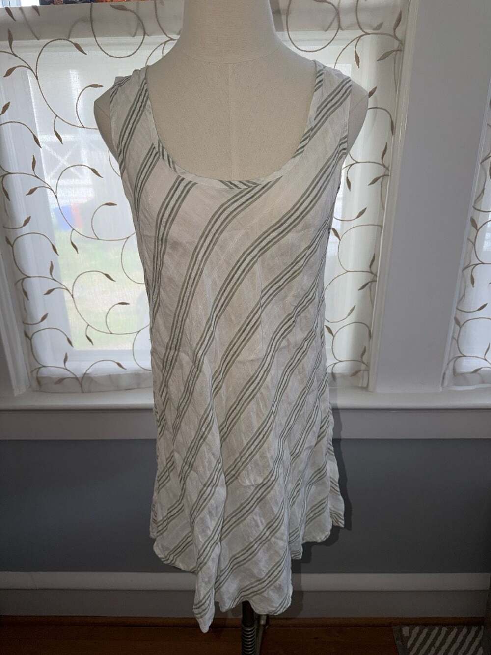 FLAX 100% Linen Sleeveless Striped Tunic Tank Mini Dress